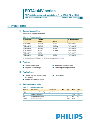 PDTA144V Datasheet PDF Philips Electronics