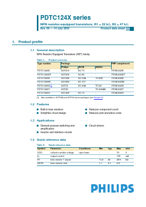 PDTC124XEF Datasheet PDF Philips Electronics