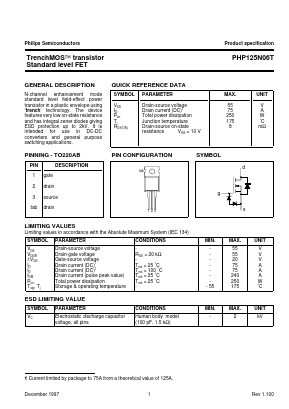 PHP125N06T Datasheet PDF Philips Electronics