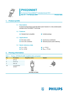 PHX20N06T Datasheet PDF Philips Electronics