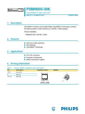 PSMN005-30K Datasheet PDF Philips Electronics