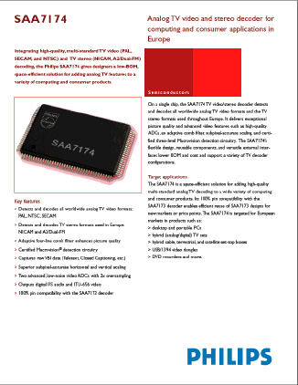 SAA7174 Datasheet PDF Philips Electronics