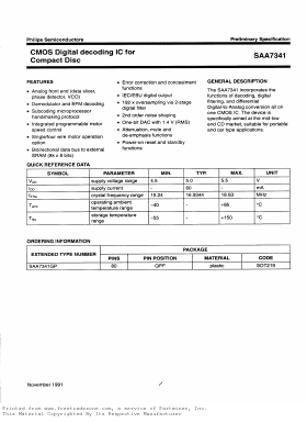 SAA7341 Datasheet PDF Philips Electronics