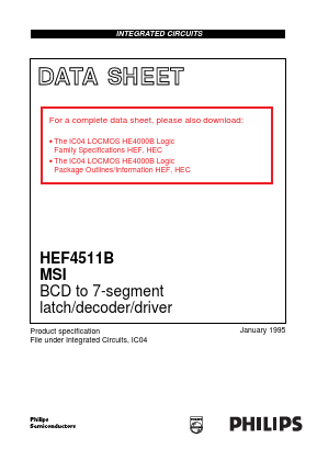 HEC4511BU Datasheet PDF Philips Electronics