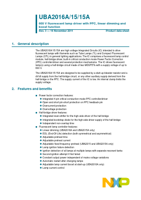 UBA2015APN1 Datasheet PDF Philips Electronics