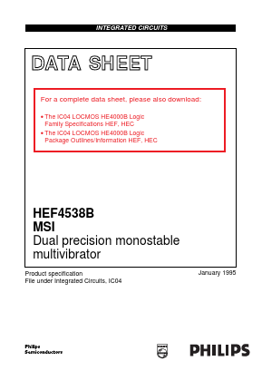 HEF4538BDB Datasheet PDF Philips Electronics