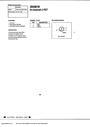 2N3819 Datasheet PDF Philips Electronics