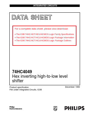 74HC4049 Datasheet PDF Philips Electronics