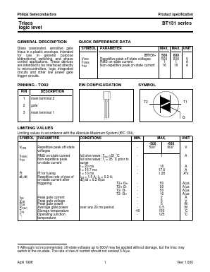 BT131-500 Datasheet PDF Philips Electronics