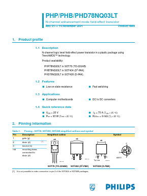 PHD78NQ03LT Datasheet PDF Philips Electronics