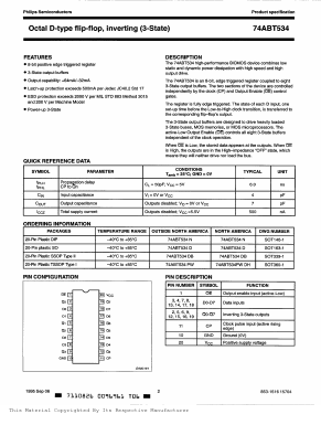 74ABT534PWDH Datasheet PDF Philips Electronics