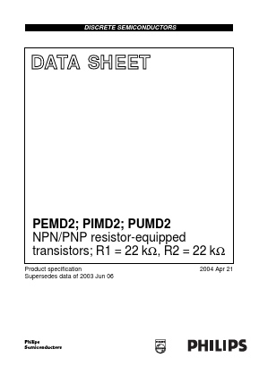 PUMD2 Datasheet PDF Philips Electronics