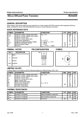 BU508DX Datasheet PDF Philips Electronics