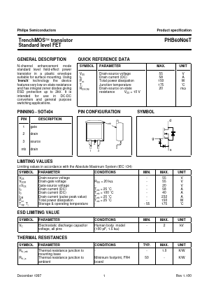 PHB60N06T Datasheet PDF Philips Electronics