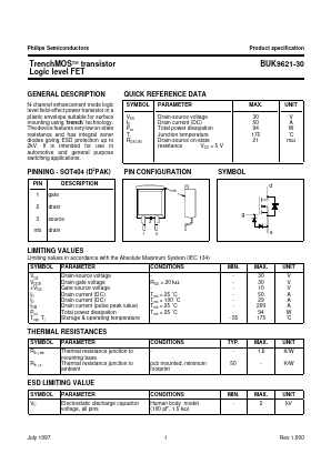 BUK9621-30 Datasheet PDF Philips Electronics