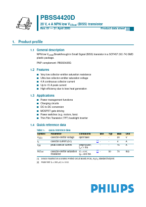 PBSS4420D Datasheet PDF Philips Electronics