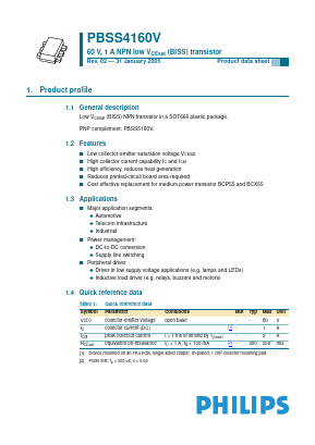 PBSS4160V Datasheet PDF Philips Electronics