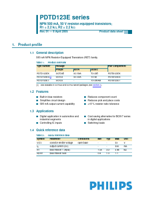 PDTD123ES Datasheet PDF Philips Electronics