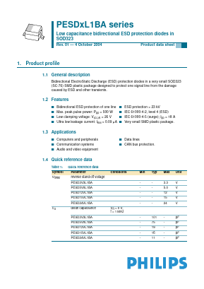 PESD3V3L1BA Datasheet PDF Philips Electronics