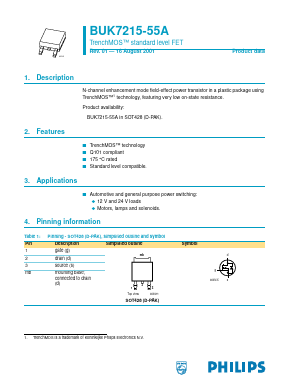 BUK7215-55A Datasheet PDF Philips Electronics