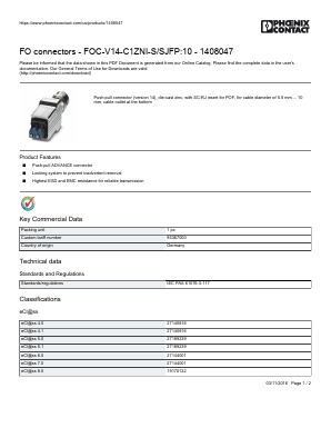 1408047 Datasheet PDF Phoenix Contact