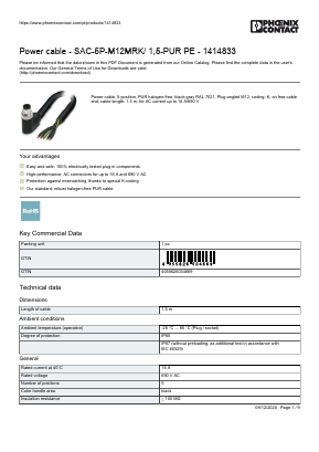 1414833 Datasheet PDF Phoenix Contact