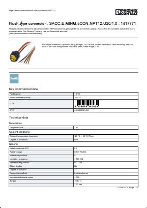 1417771 Datasheet PDF Phoenix Contact