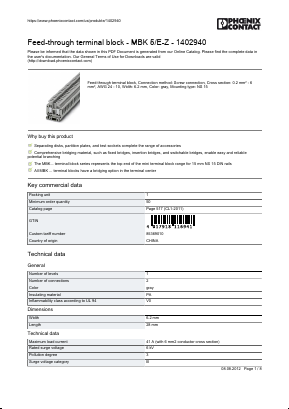 1402940 Datasheet PDF Phoenix Contact