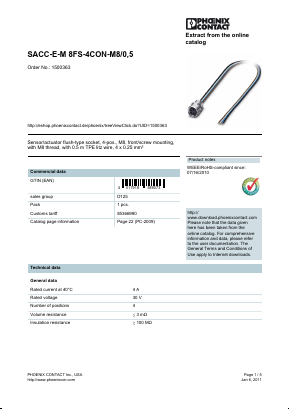 1500363 Datasheet PDF Phoenix Contact