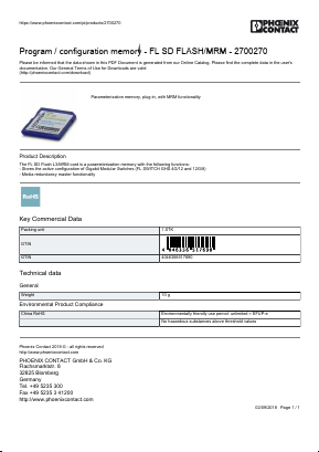 2700270 Datasheet PDF Phoenix Contact