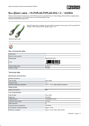 1402504 Datasheet PDF Phoenix Contact