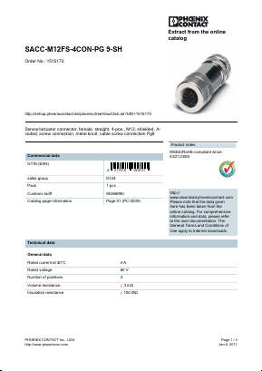 1515170 Datasheet PDF Phoenix Contact