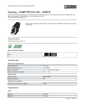 1403678 Datasheet PDF Phoenix Contact