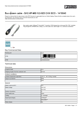 1419040 Datasheet PDF Phoenix Contact