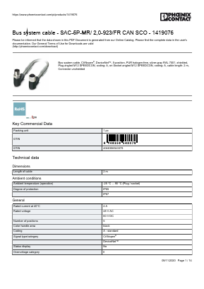 1419076 Datasheet PDF Phoenix Contact