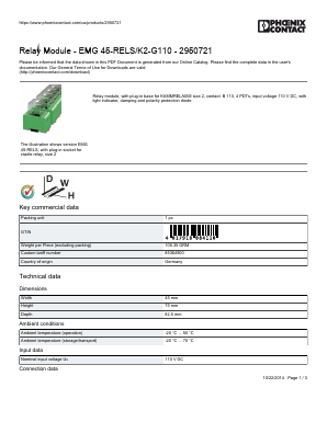 EMG45-K2-G110 Datasheet PDF Phoenix Contact