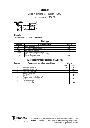 2N4988 Datasheet PDF Planeta Semiconductor