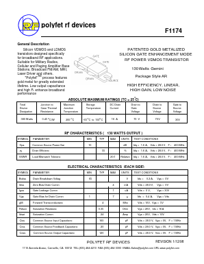 F1174 Datasheet PDF Polyfet RF Devices