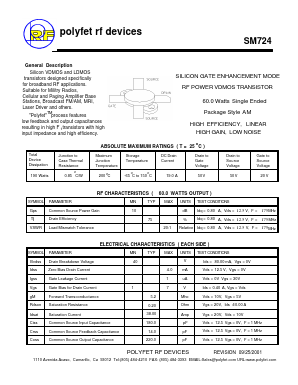 SM724 Datasheet PDF Polyfet RF Devices