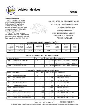S8202 Datasheet PDF Polyfet RF Devices