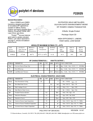 F2202S Datasheet PDF Polyfet RF Devices