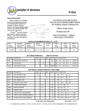 F1034 Datasheet PDF Polyfet RF Devices