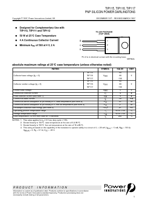 TIP115 Datasheet PDF Power Innovations