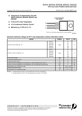 BDX33 Datasheet PDF Power Innovations