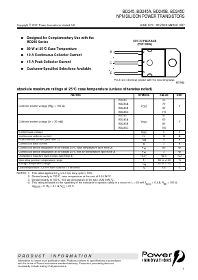 BD245B Datasheet PDF Power Innovations