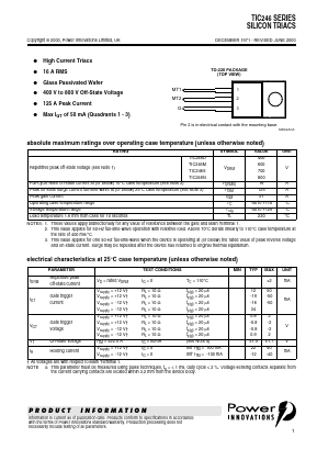 TIC246S Datasheet PDF Power Innovations