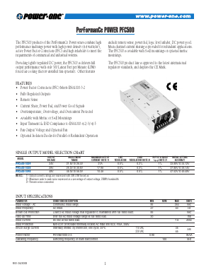 PFC500 Datasheet PDF Power-One Inc.