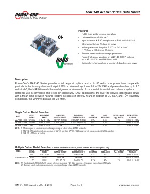 MAP140 Datasheet PDF Power-One Inc.