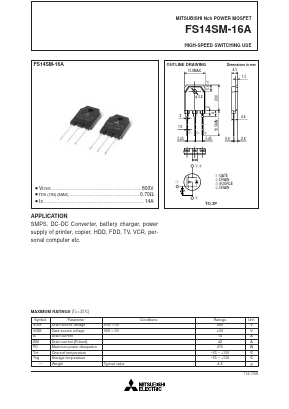 FS14SM-16A Datasheet PDF Powerex