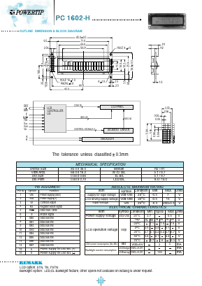 PC1602-H Datasheet PDF Powertip Technology